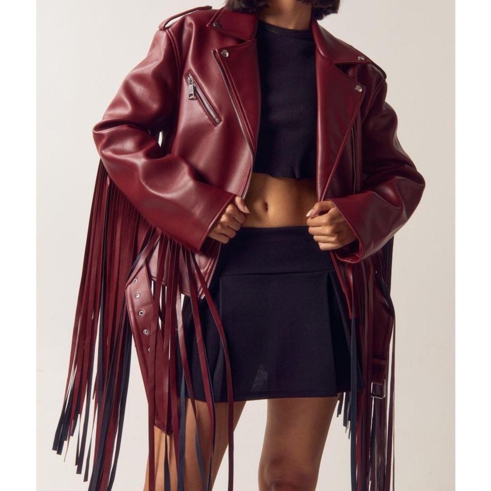Nasty Gal Motor Fringe Jacket Vegan